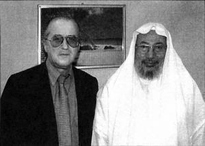 Валентин Пруссаков с шейхом Юсуфом Кардави. Катар 2002 г.
