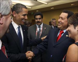 Барак Обама и Уго Чавес 