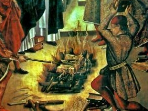 Инквизиторы, сжигающие еретические книги 