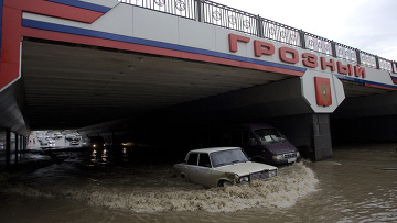 Последствия сильного ливня в Грозном