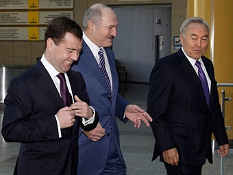 Медведев, Лукашенко, Назарбаев. Фото: РИА Новости