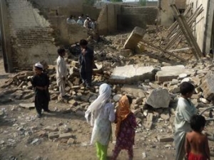 Дома мирных жителей, разрушенные в результате налета