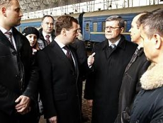 Д.Медведев на Киевском вокзале Москвы