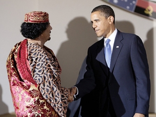 Муаммар Каддафи и Барак Обама
