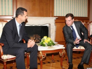 Президент Сирии Башар аль-Асад и глава РФ Дмитрий Медведев