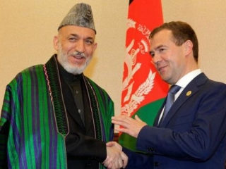 Дмитрий Медведев с президентом Афганистана Хамидом Карзаем
