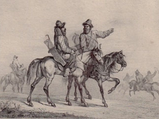 Татарские всадники. Гравюра на меди швейцарца Йохана Якоба Шейхцера, 1731 г.