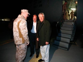 Хейгел впервые прибыл в Афганистан в качестве главы Пентагона