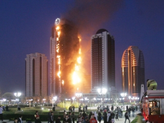 За пожаром в небоскребе «Олимп» наблюдала вся страна