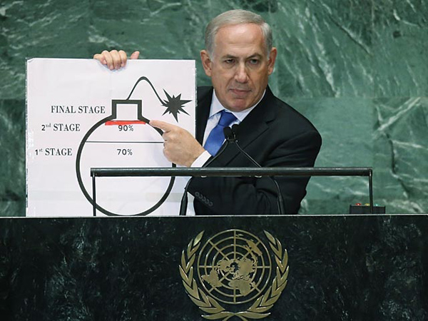 Премьер-министр Израиля во время выступления в ООН