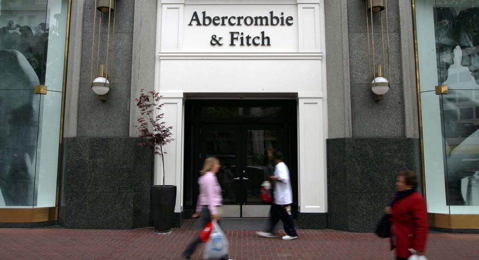 SAN FRANCISCO - MAY 10:  People walk by an Abercrombie and Fitch clothing store May 10, 2007 in San Francisco, California. U.S. retailers are reporting slumping same-store sales for the month of April driven by an unseasonably cold month, a declining housing market and skyrocketing gas prices.  (Photo by Justin Sullivan/Getty Images)