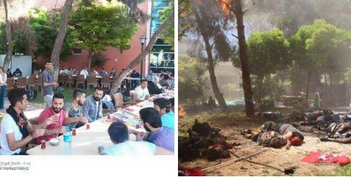 Культурный центр в Суруче. До и после взрыва.