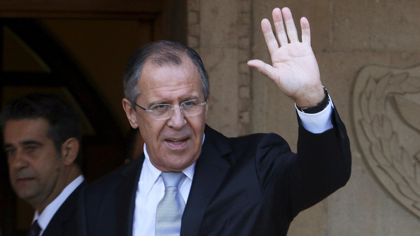 REFILE - QUALITY REPEATRussian Foreign Minister Sergei Lavrov waves to media at the Presidential Palace  in Nicosia, Cyprus December 2, 2015. REUTERS/Yiannis Kourtoglou
