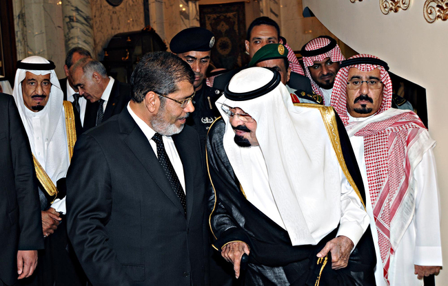 Встреча короля Абдаллы с президентом Египта Мухаммедом Мурси. Архив