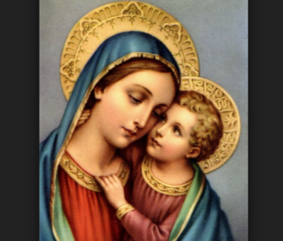 Христианское изображение младенца Иисуса и Марии