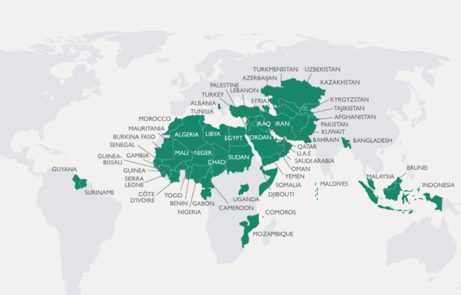 Мусульмане на карте. Карта распространения Ислама в мире.