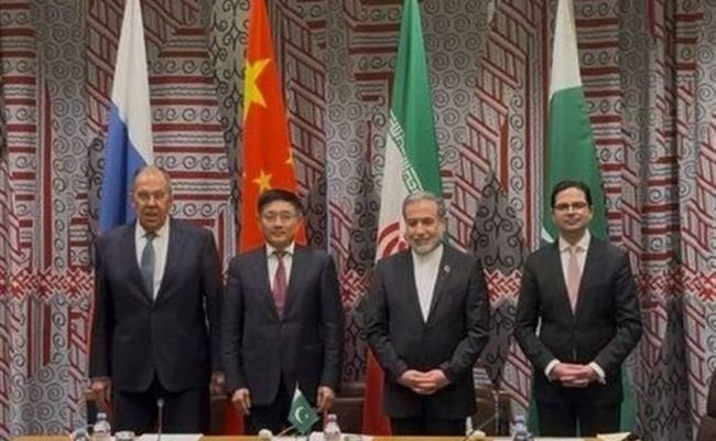 Министры иностранных дел России, Китая, Ирана и Пакистана на встрече по Афганистану. Фото: tasnimnews.com