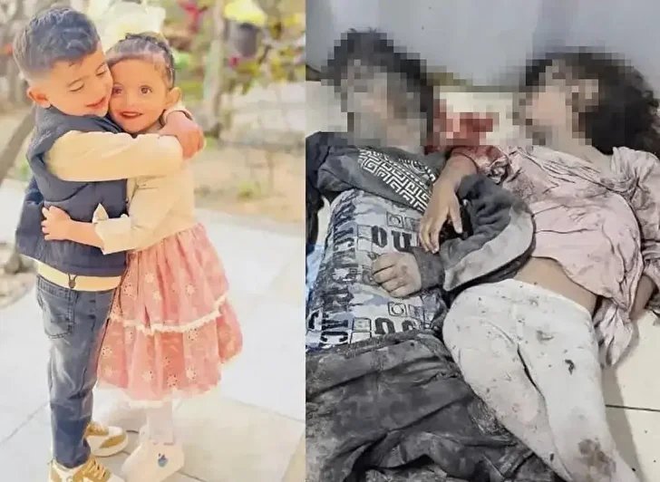 Маленький мальчик и его сестра погибли от израильского удара. Фото: yenisafak.com