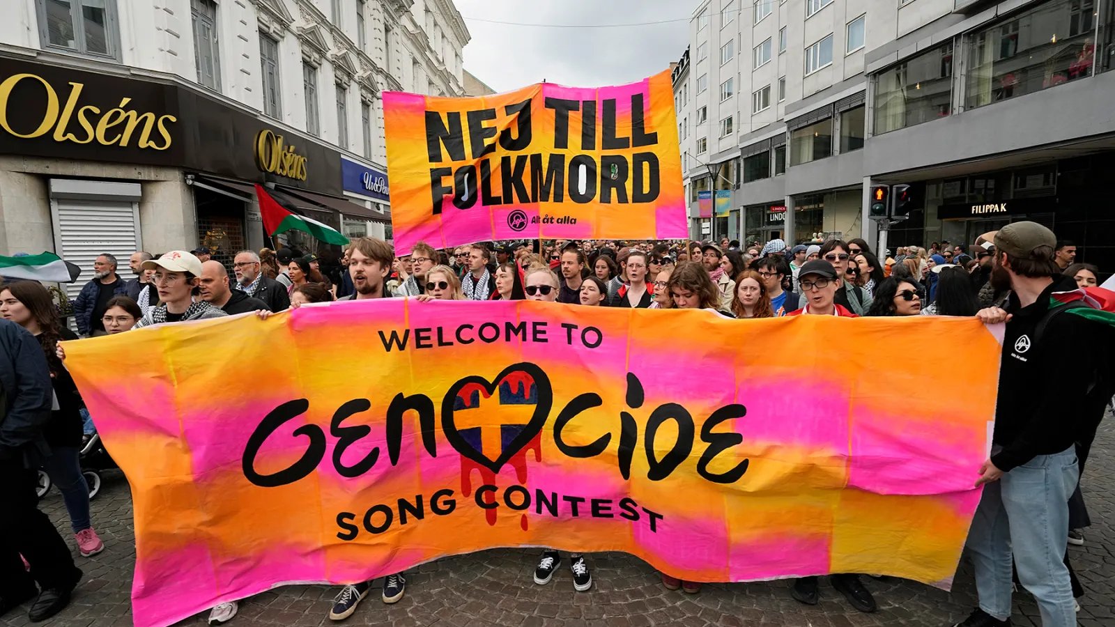 Митинг против участия Израиля в Евровидении в Мальмё, Швеция, фото Martin Meissner/AP
