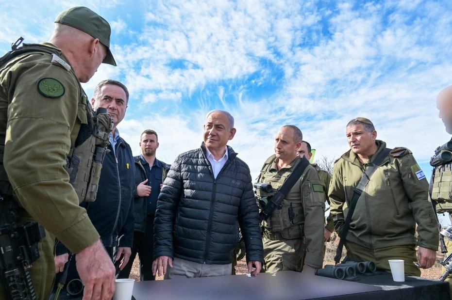 Премьер Израиля с израильскими министрами в Сирии. Фото: канцелярия Нетаньяху